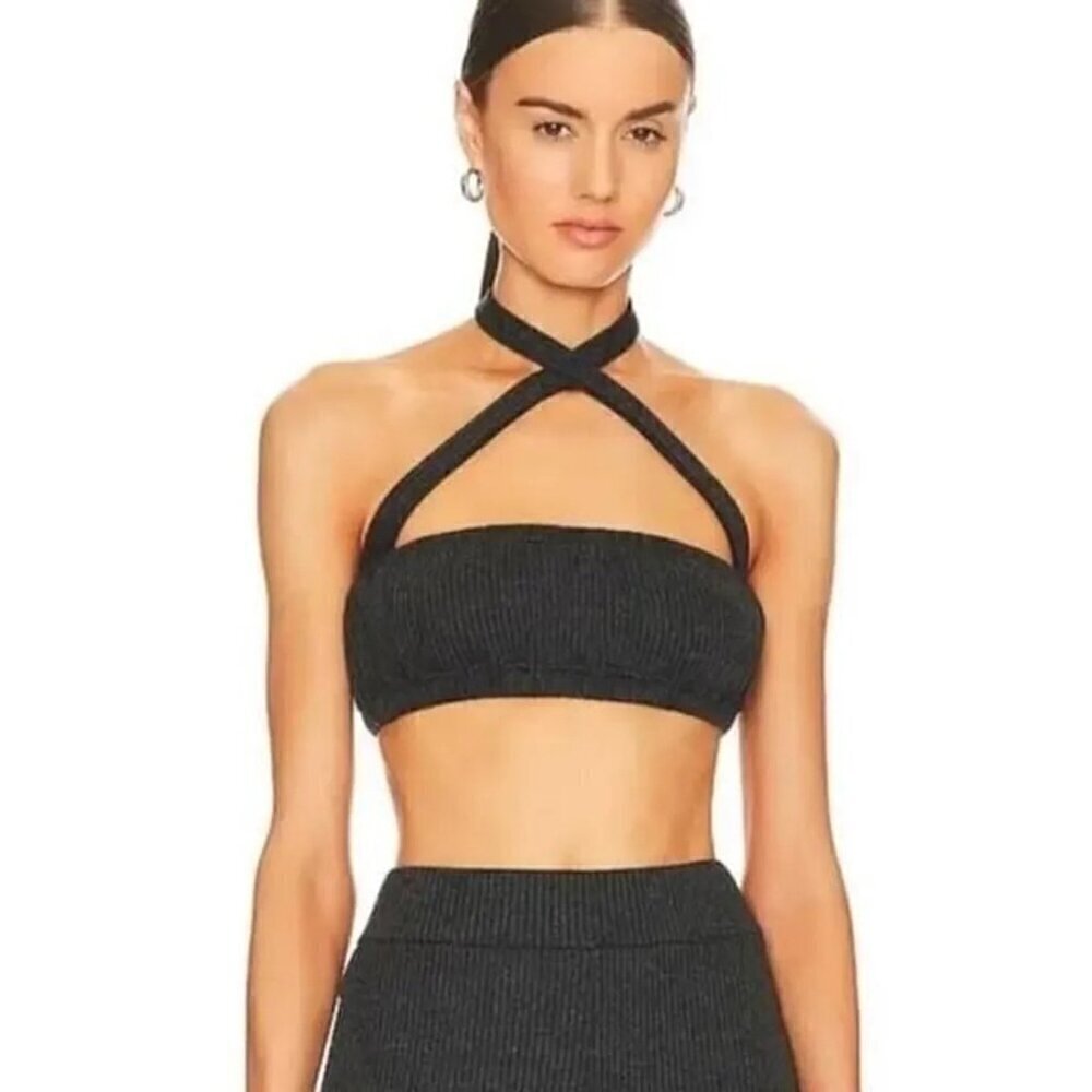 WeWoreWhat Women's The Halter Bra Black Size M NWT